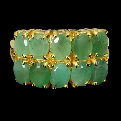 925 Sterling Silver Ring Oval Emerald 5x4mm Natural Gemstone Jewelry Size 7 - Image 1 of 4