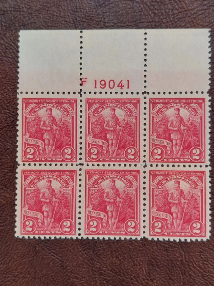 Scott#643, 2 Cent Vermont, Plate Number Block of 6, Mint-VLH, VF - Image 1 of 3