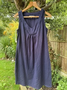 Boden UK 14 Tunic Top Navy Sleeveless Embellished V Neck Stretchy Jersey - Picture 1 of 12