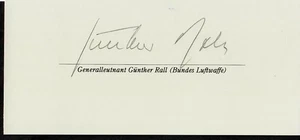 Gunther Rall Signed Cut Signature (d) 2 1/4 x 4 3/4 WWII German Ace 275V - Picture 1 of 1