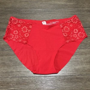 Neu mit Etikett Victoria's Secret Hüfthöschen Blumenmuster Spitzendetail rot Medium - Bild 1 von 7