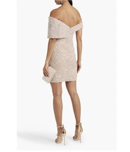Rachel Gilbert Mirella Off Shoulder White Sequin Mini Dress Size 10 BNWT - Picture 1 of 11