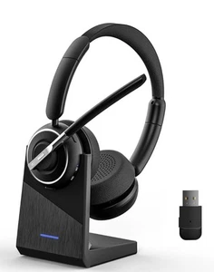 Bezprzewodowy zestaw słuchawkowy, zestaw słuchawkowy Bluetooth z mikrofonem z redukcją szumów AI, Bluetooth V5.2 - Zdjęcie 1 z 8