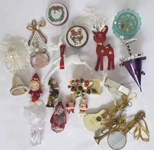 Vintage Christmas Craft Lot Santa Elves Spinner Reindeer Music Angels Nice Group - Picture 1 of 13