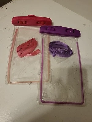 Water Resistant Phone Pouch 2pk Case 7"×3.5" Pink & Purple ~ iPhone 16 15 14 Pro - Image 1 of 4