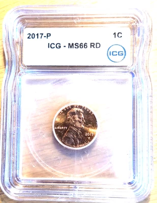 2017 P First Ever P mint Mark LINCOLN ICG MS66RD BEAUTIFUL - Image 1 of 2