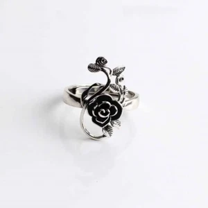 Damen Ring Blume Größeverstellbar Sterling Silber 925 Geschwärzt - Bild 1 von 6
