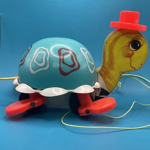Fisher Price Tip-Toe Turtle Pull Toy 1962 #773 - Picture 1 of 8