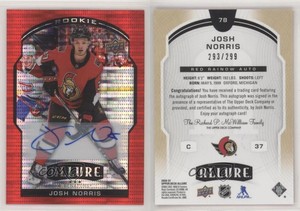 2020-21 Upper Deck Allure Red Rainbow /299 Josh Norris #78 Rookie Auto RC