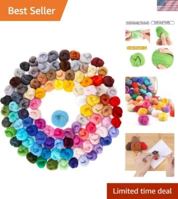 Soft, Machine-Washable 100 Color Wool Roving - Ideal for DIY Craft Enthusiasts - Image 1 of 4