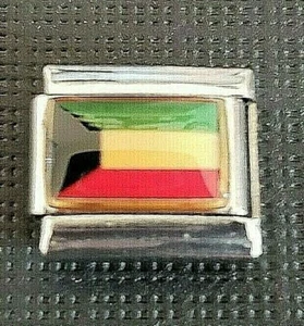 KUWAIT FLAG Italian Uberry Charm Link Stainless Steel Enamel 9mm - Picture 1 of 3
