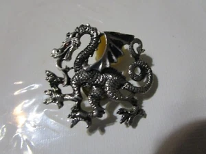 Vintage Dragon Silver Colored Pin Red Eye - Picture 1 of 2