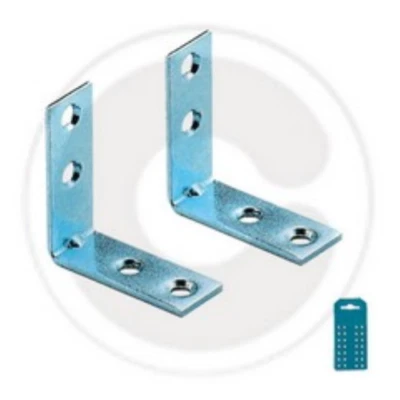cf 5 pz di lastrine piastrine angolari a 4 fori cm 3x3 in acciaio zincato - Immagine 1 di 2