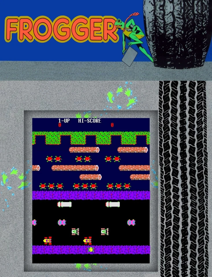 TIN SIGN "Frogger"" Games Signs  Rustic Wall Bar Video Games Saloon - Image 1 of 1