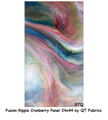Fusion Ripple Turquoise Panel 24x44 cotton quilt fabric QT fabrics Cranberry - Image 1 of 4