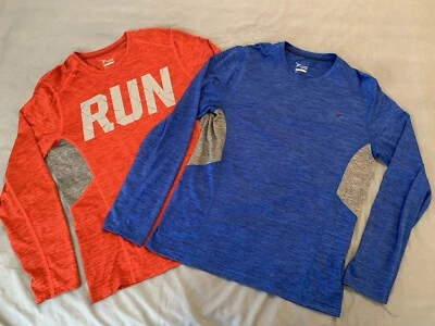 LOTE DE 2 Camisas Antiguas Azul Marino Activas Go-Dry Correr Ligeras Manga Larga Para Hombre M Foto 1 de 4