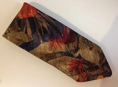 Corbata Cavalier Floral Flores Tropicales Hoja Hombres Prendas para el Cuello Azul Naranja Dorado Foto 1 de 4