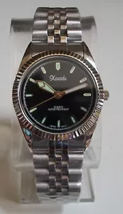 Men's silver finish black dial dressy casual wear fashion watch - Picture 1 of 6