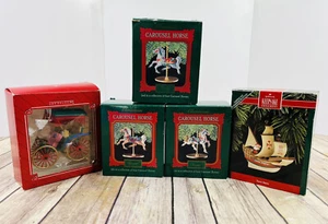 Hallmark Vintage Keepsake Christmas Ornaments Lot Of 5 Carousel Horse - Picture 1 of 4