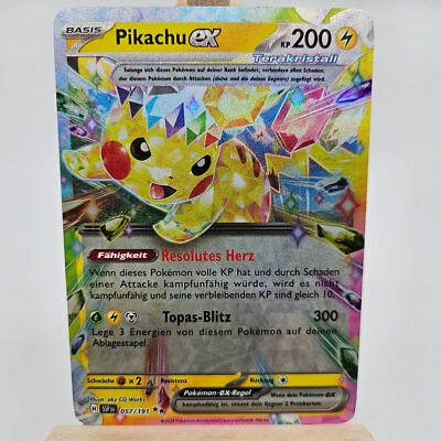 Pokemon Karte: Pikachu EX 057/191 Stürmische Funken Near Mint Deutsch - Bild 1 von 4