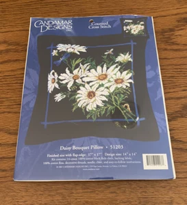 Candamar Designs Vintage Daisy Bouquet Kissen Kreuzstich Kit 51203 versiegelt 2001 OOP - Bild 1 von 6