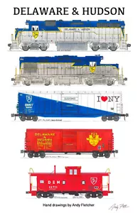Poster Delaware & Hudson 11"x17" firmato da Andy Fletcher - Foto 1 di 1
