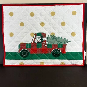 Christmas Mickey Mouse Quilted Std Pillow Sham Mickey in red green truck w/ tree - Picture 1 of 8