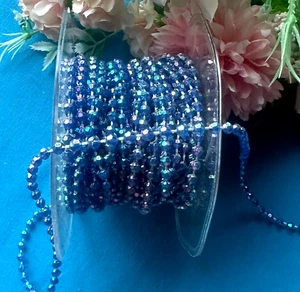 1/8" Round Imitation Pearl Beads Chain Sewing Trim royal blue color 6 yards - Picture 1 of 1