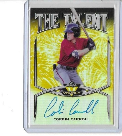 CORBIN CORROLL ROOKIE Card 2019 Leaf Valiant YELLOW Prismatic RARE 6/10! #TT-CC1 - Image 1 of 2