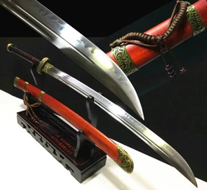 Chinese BroadSword Saber Dao Sword Sharp Clay Tempered T10 Carbon Steel Blade Fu - Picture 1 of 12