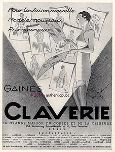 PUBLICITE CLAVERIE GAINE CORSET CEINTURE SIGNE GEORGES BOURDIN DE 1936 FRENCH AD - Picture 1 of 1