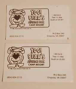 HANNA BARBERA YOGI BEAR'S JELLYSTONE PARK CAMPGROUND BUSINESS CARD EMPORIA VA 2 - Picture 1 of 2