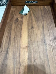 MAGIGO 22 x 14 Inches Large Rectangle Black Walnut Wood Ottoman Tray with Handle - Picture 1 of 5