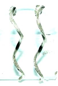 Ladies / Womens Silver 925 Long Twist Bar Earrings - Picture 1 of 5