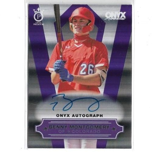 2022 ONYX PREMIUM BENNY MONTGOMERY RC AUTO PURPLE #D 198/270 SP ROCKIES