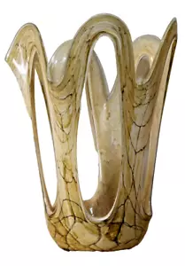 Modern Jozefina Krosno Polish Glass Beige Art 12" Vase - Picture 1 of 10