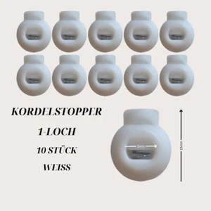 10 Kordelstopper 1-Loch weiß rund 15mm /5mm Anorak Schnürsenkel Stopper - Bild 1 von 2