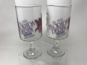 (2) Vintage The 1991 Florida Derby Captain Morgan Derby Daiquiri 6" piedistallo vetro - Foto 1 di 10