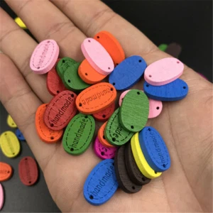 100 piezas Botones de Madera Multicolores Hechos a Mano Grabados Hágalo Usted Mismo Decoraciones Artísticas 19x12mm - Imagen 1 de 6