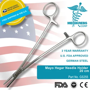 Mayo Hegar Porta Aghi 20 cm O Grado Acciaio Tedesco Strumenti Chirurgici - Foto 1 di 3