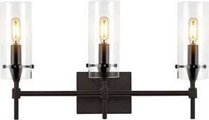 Jonathan Y Cato 3-Light Oil Rubbed Bronze Clear Glass Vanity Light JYL7807A - Picture 1 of 3