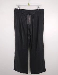 Sosandar Relaxed Wide Leg Pure Leather Trousers Black Size 16 NEW F2 - Picture 1 of 10