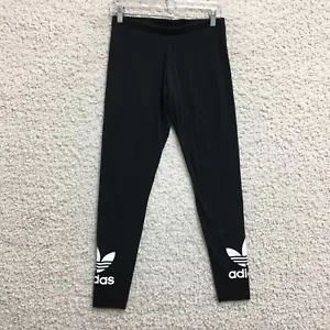 Adidas Leggings Medium Adult Black Pull On Ankle Pants Stretch Casual Womens M - Picture 1 of 12