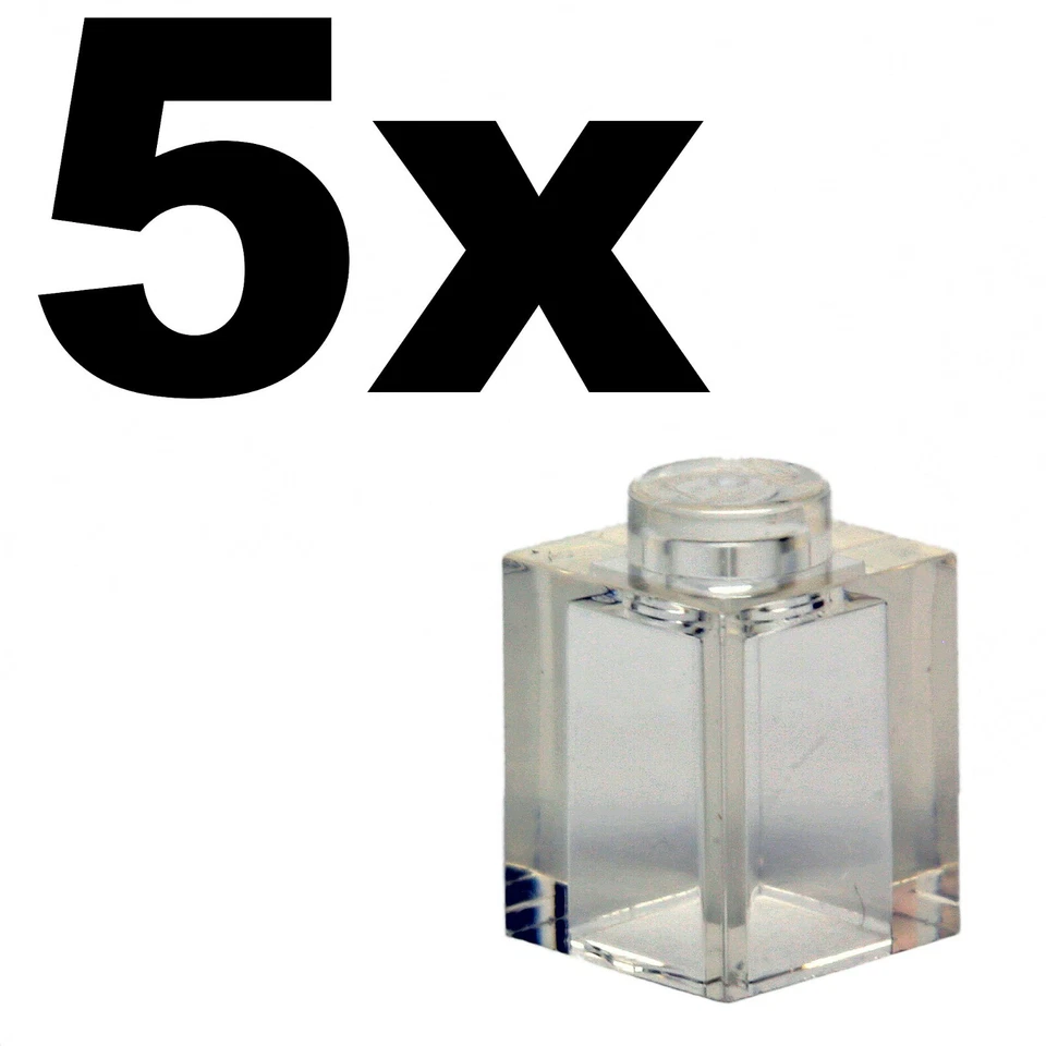 NEW LEGO - BRICKS - 1 x 1 - Transparent Clear brick x 5 - 1x1 - Image 1 of 1