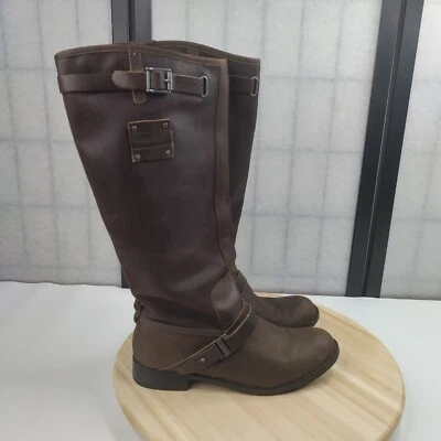 Botas de moto de montar altas Caterpillar arnés de cuero marrón oscuro para mujer EE. UU. 7,5 Foto 1 de 4