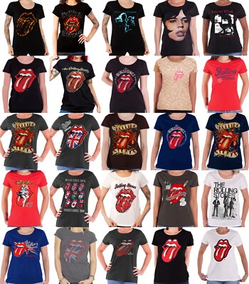 Official The Rolling Stones T Shirt Womens tongue band logo new skinny fit