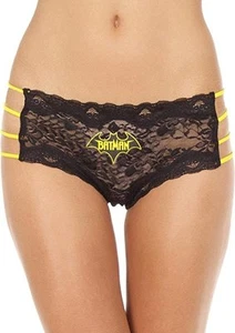 Batman Side Strings Lace Hipster Logo Small Black & Yellow Comic Fan Lingerie - Picture 1 of 1