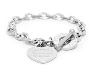 18CT White gold over steel solid link chain proverbs 4:23 bracelet - Picture 1 of 5