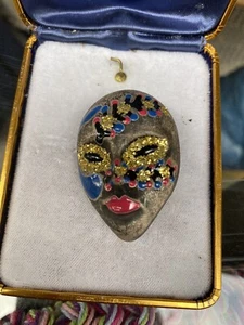 Spilla In Argento 925 Vintage Sorini Spilla Maschera - Foto 1 di 4