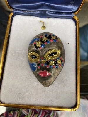 Spilla In Argento 925 Vintage Sorini Spilla Maschera - Immagine 1 di 4